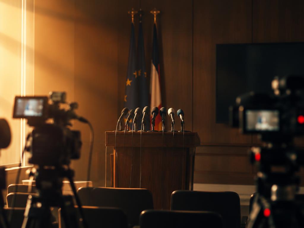 Press conference podium